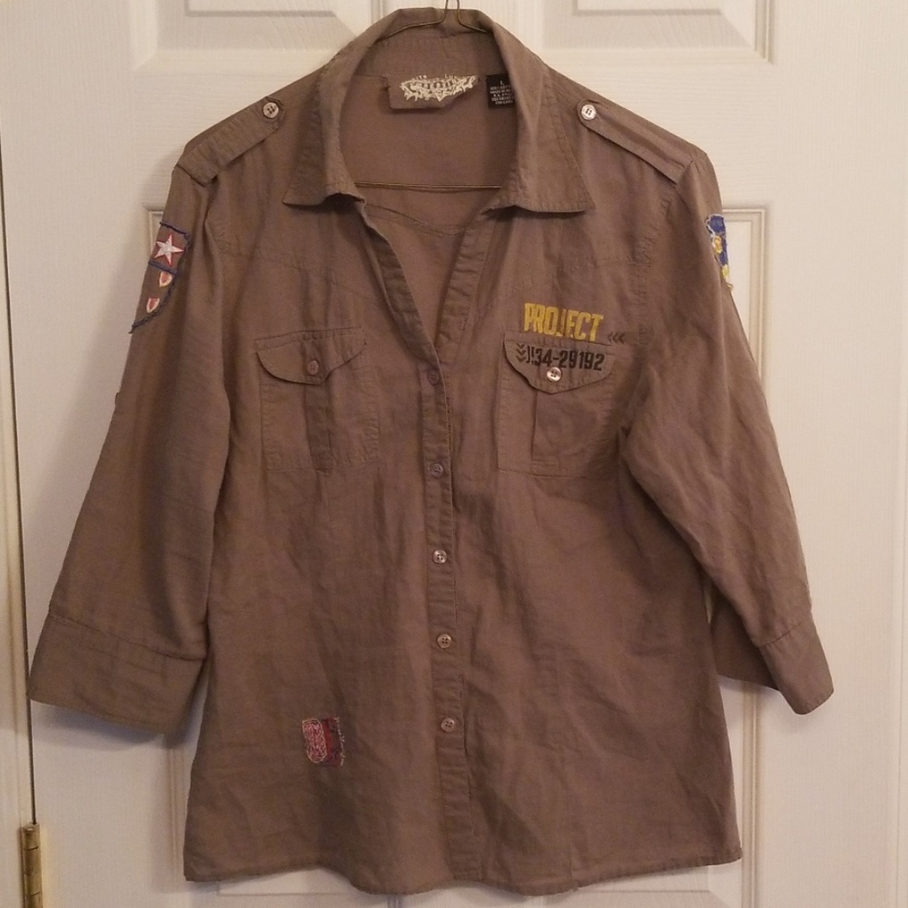 Olive green button up